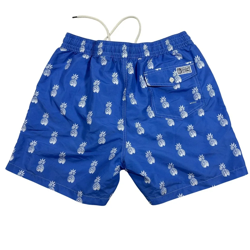 Polo Ralph Lauren Swim Trunks Mens Large Blue Pineapple Print Mesh Lined Shorts